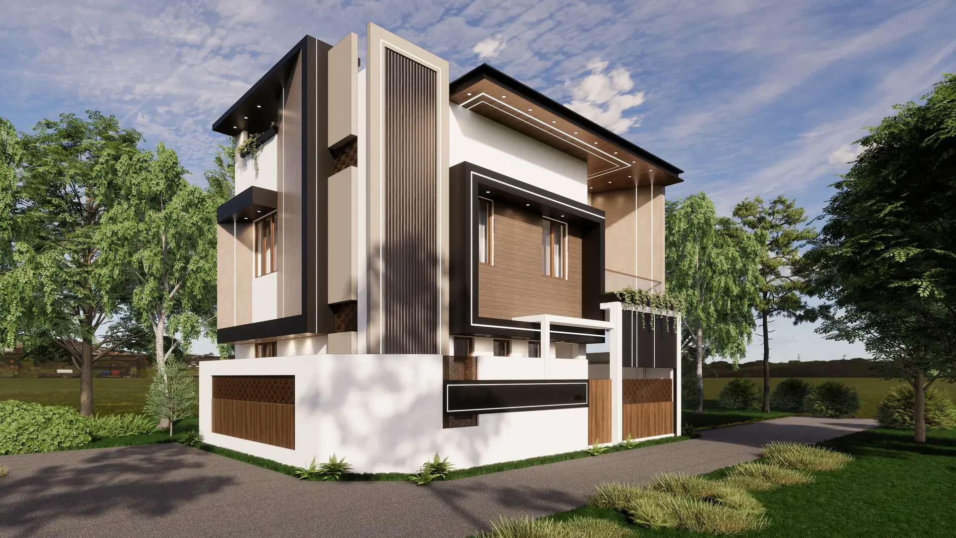The Fluted Fin House — front elevation