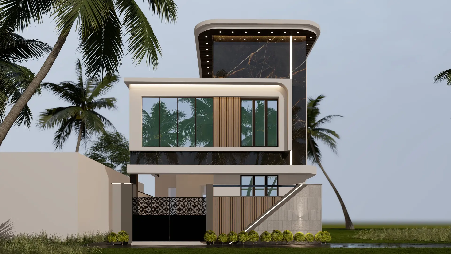 The Curved Frame House — front elevation