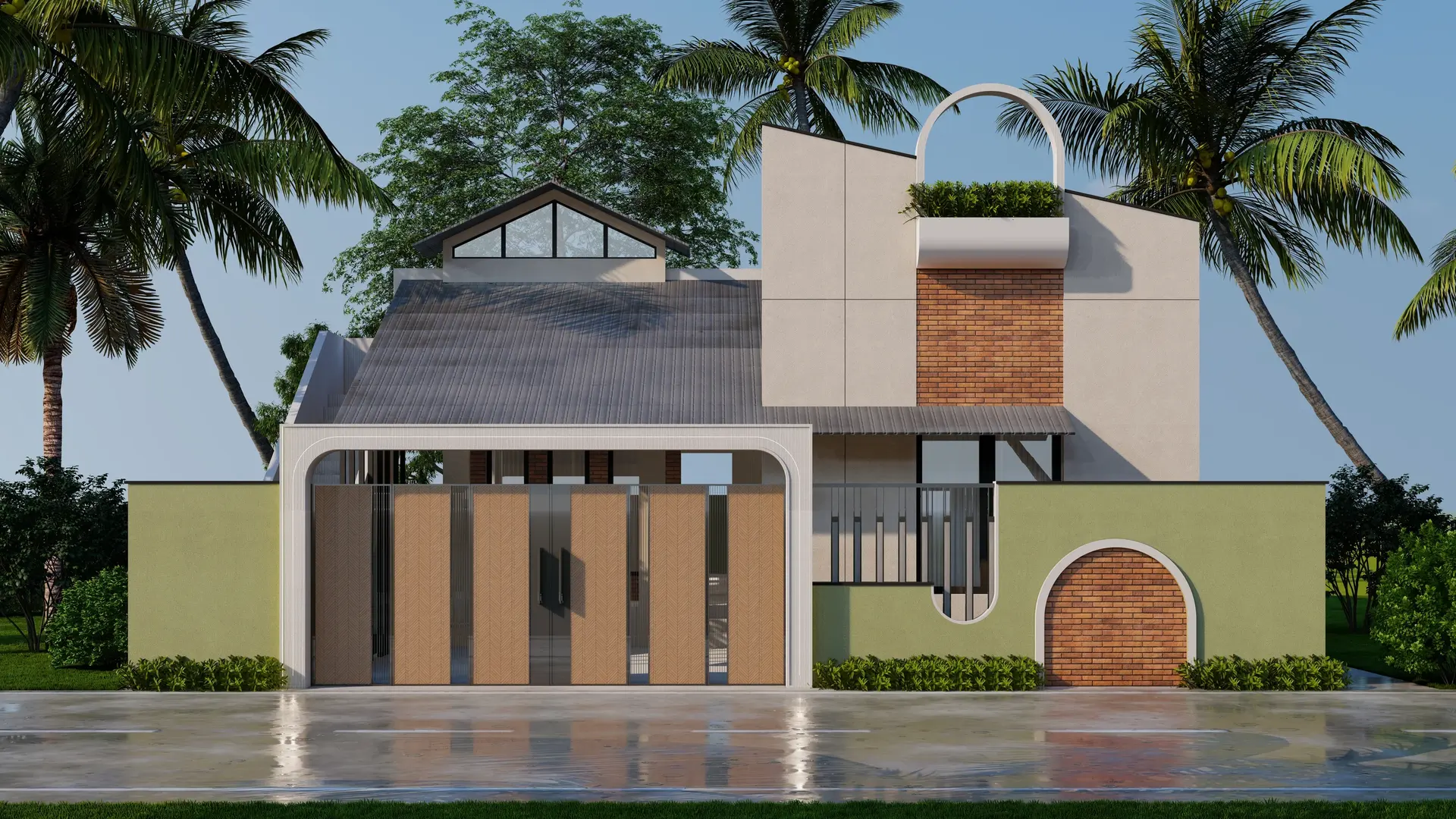 The Brick and Gable House — front elevation